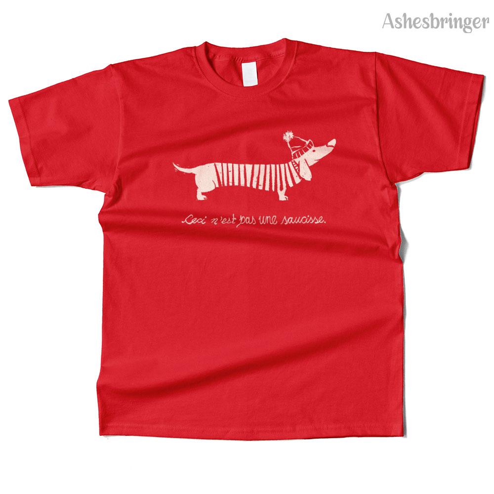 Unisexs Cotton Ceci n est pas une saucisse Graphic High Quality T Shirt Street Casual Style Tee for Unisex and Women M