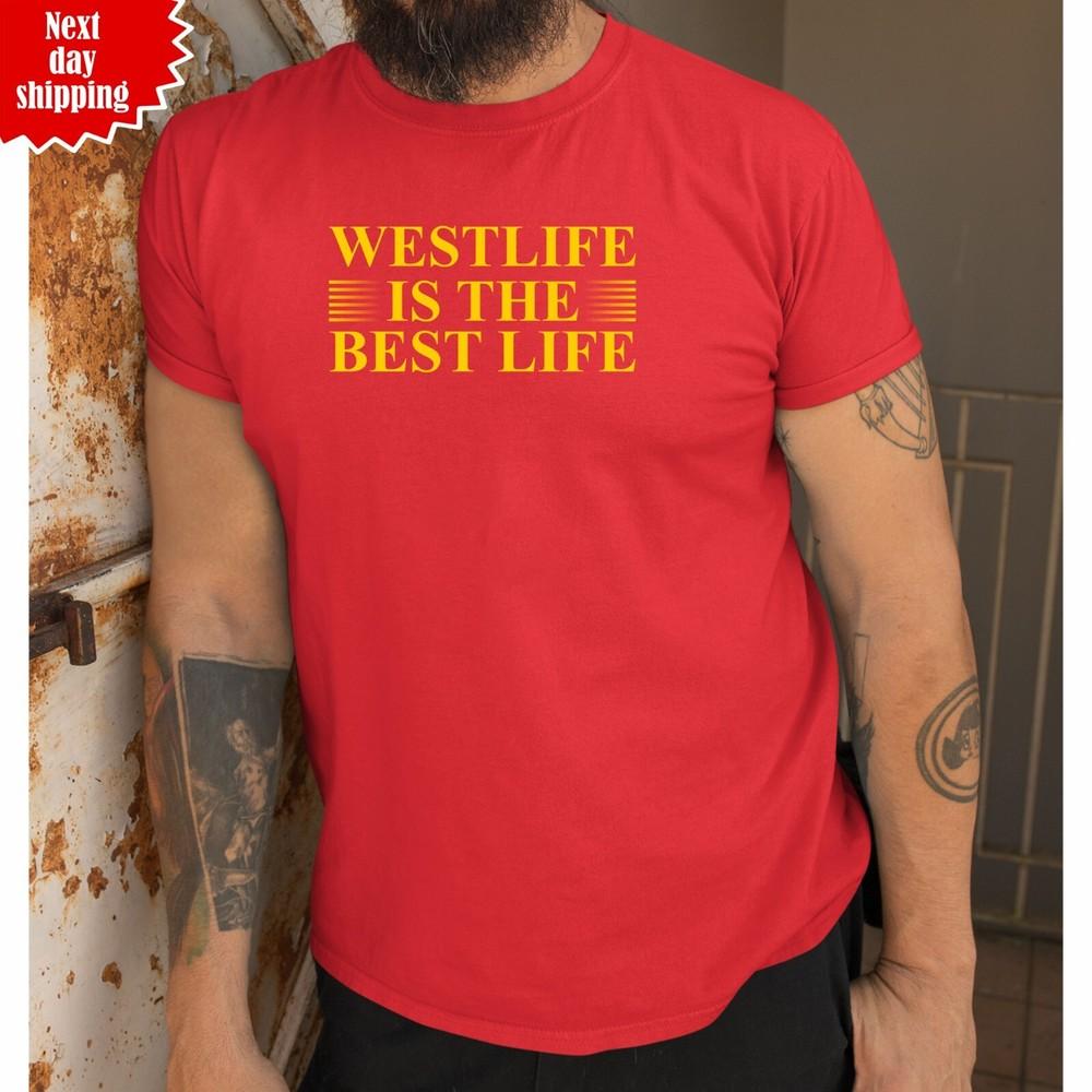 

New Westlife is the Best Life Gold Print T Shirt Unisex Adults Crew Neck Tee Top M