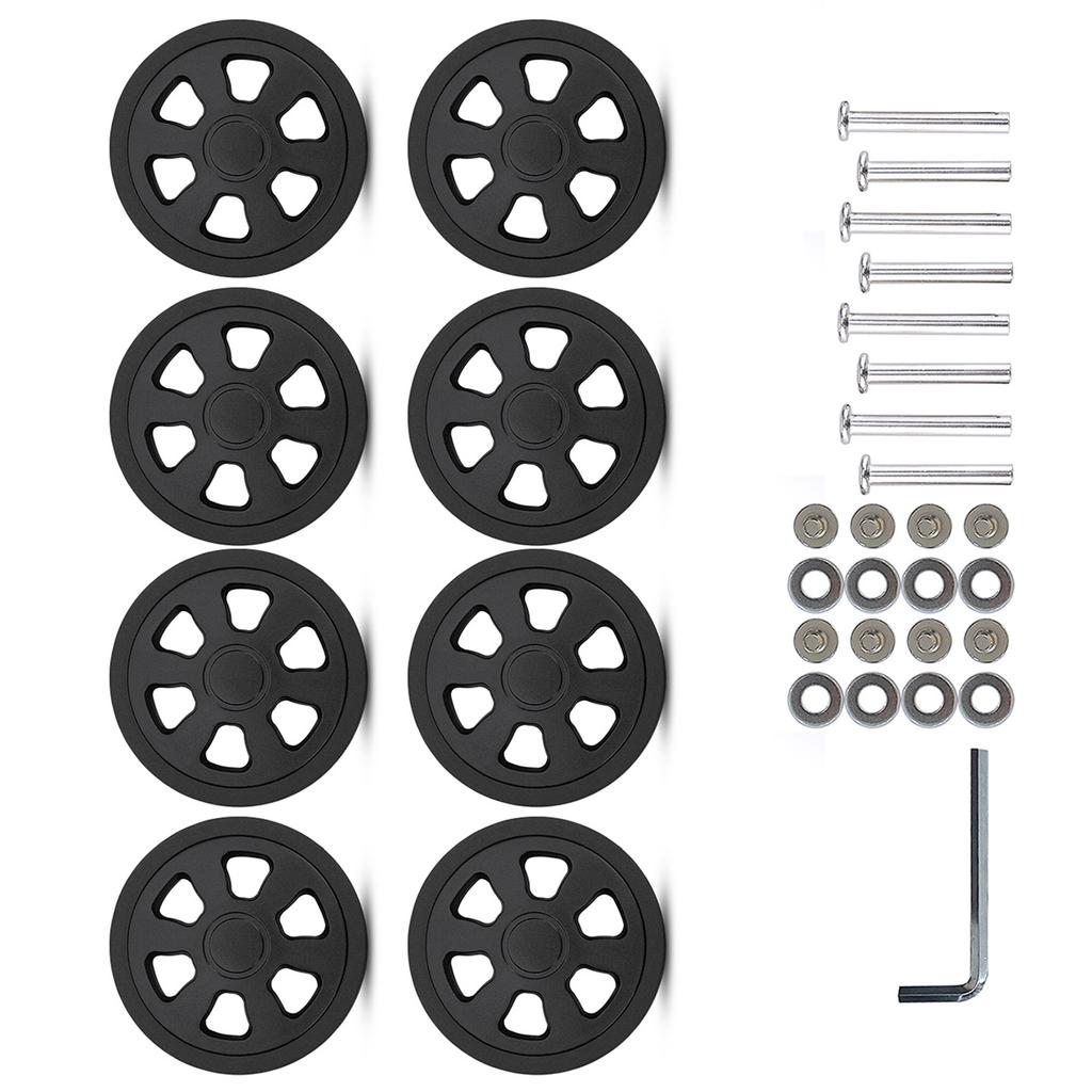Sada 8 cestovních zavazadel Kufr Náhradní kolečka 60x12mm Plastová kolečka Opravné sady Police Náhradní kolečka