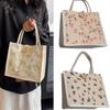 Fashionable Mini Fabric Bag With Sweet Floral Print Top Handle Handbag For Women Great For Casual Or School Use  Pink