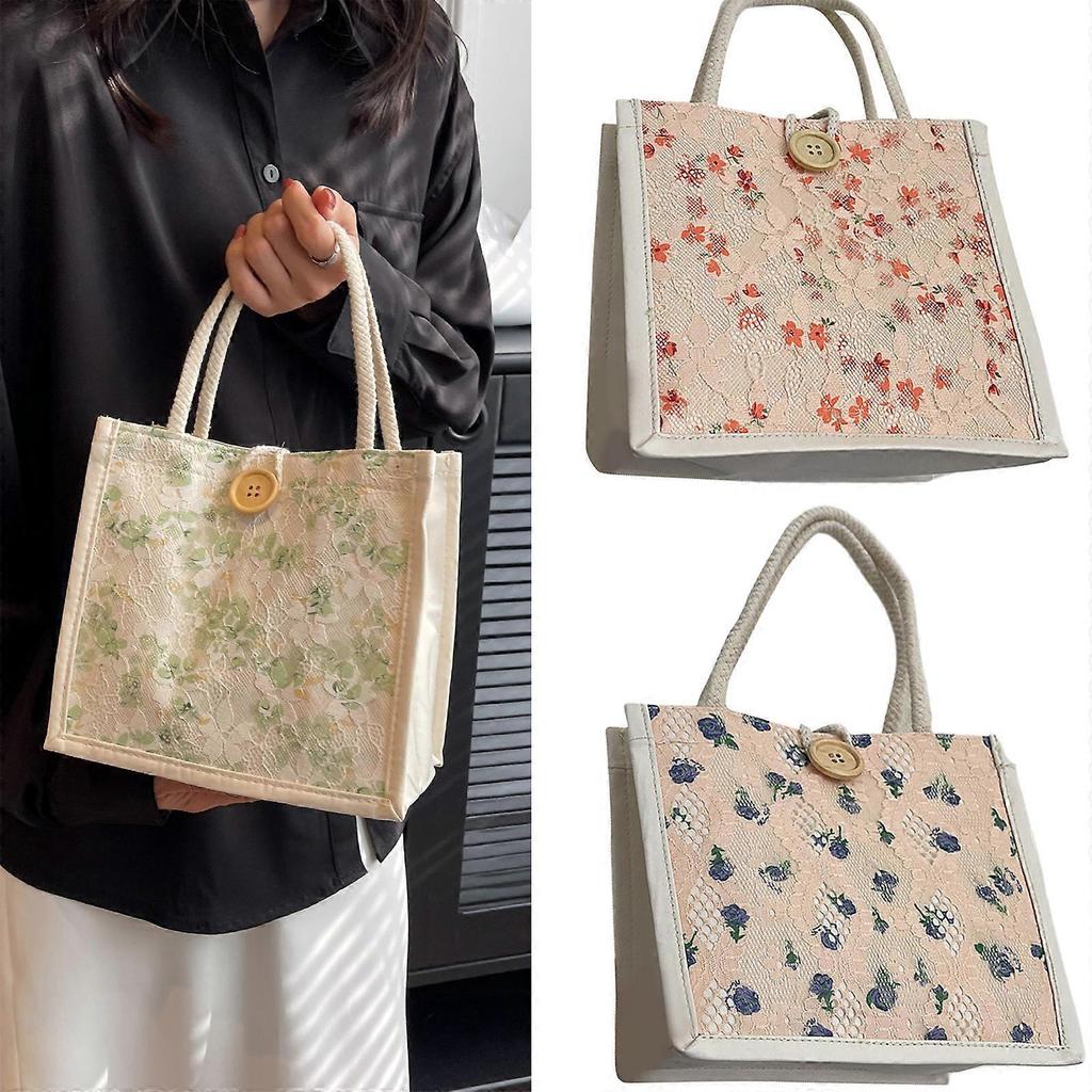 Fashionable Mini Fabric Bag With Sweet Floral Print Top Handle Handbag For Women Great For Casual Or School Use  Pink
