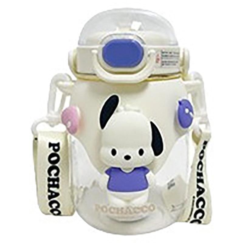 Chuhe Cartoon Plastic Straw Cup Large Capacity Leak-proof Purple Color 820ml