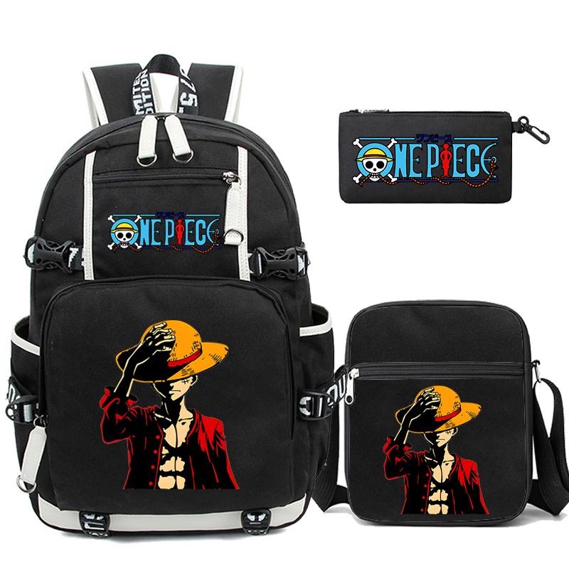 3Pcs/set Anime One Piece Washable Backpack for Teenager Girl Boy Computer Knapsack Back To School Lightweight Book Bag Men Women Travel Bag Rucksack