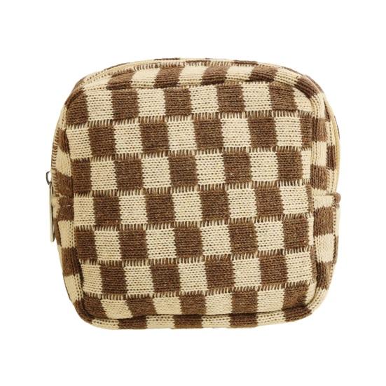 Checkered Period Bag for Women Girls Knitted Sanitary Napkin Bag Cute Menstrual Pad Pouch Tampon Holder for Purse