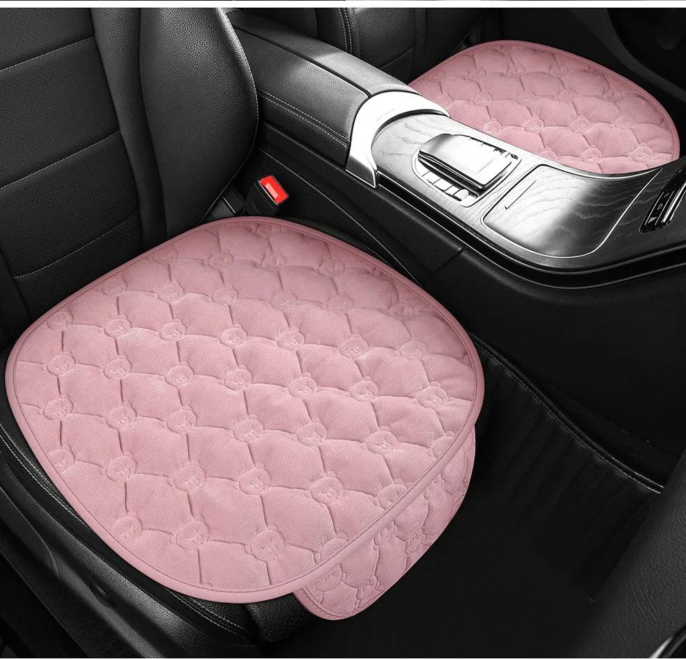 Kurzes Samt-Autositzkissen für Herbst und Winter, Plüsch, einzelnes rutschfestes quadratisches Kissen, warm und verschleißfest