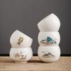 Jade Trim Sheep Fat Porcelain Tea Cup - Ceramic Kung Fu Master Cup