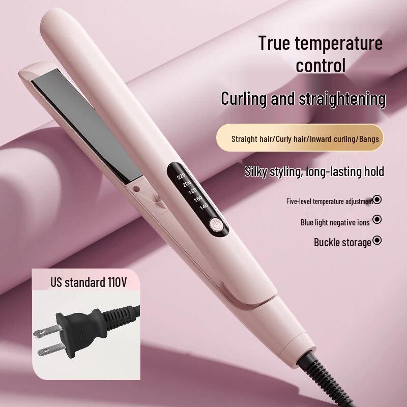 Ceramic Hair Straightener & Curler: Dual-Purpose, Negative Ion Technology, Hair-Safe, Multi-Gear Adjustment.