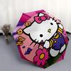 Hello Kitty,Floral Automatic Folding Umbrella-Simple 8-Rib Design, Bright Cartoon Pattern, Durable Iron Frame, Suitable For Travel, Outdoor,