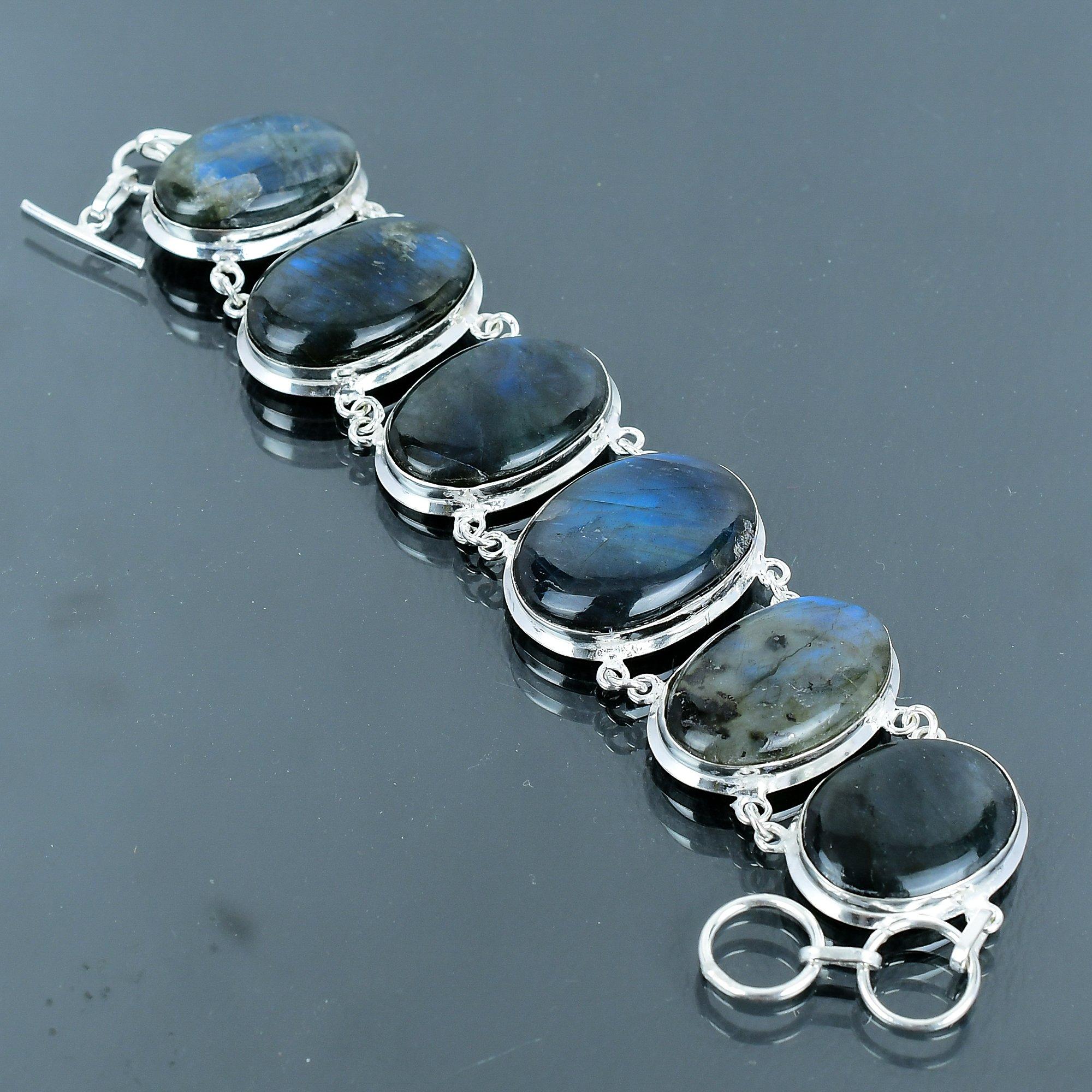 

Ювелирный браслет-подвеска из стерлингового серебра 925 пробы с синим лабрадоритом, 7–8 дюймов