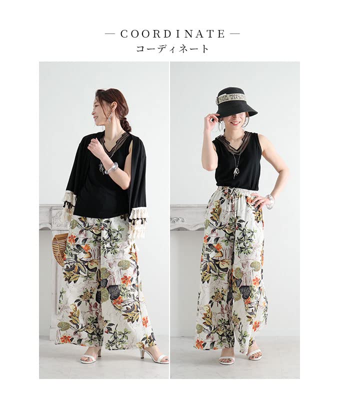 Sawa La Mode Natural Cotton Pants with a Blooming Flower Floral and Botanical Long Free Á Women's Wide-leg Pattern. Print. Pants. Size. (mode-7896)