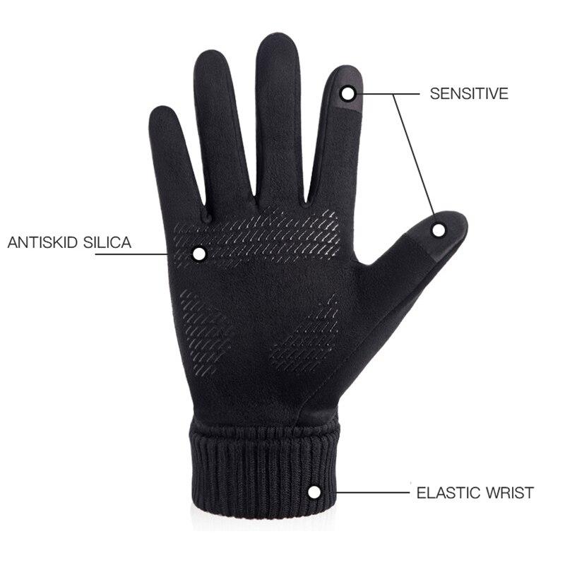 Winter Men Gloves Outdoor Keep Warm Touch Screen Riding Motorcycle Gloves Male Suede Windproof Full Finger Gloves