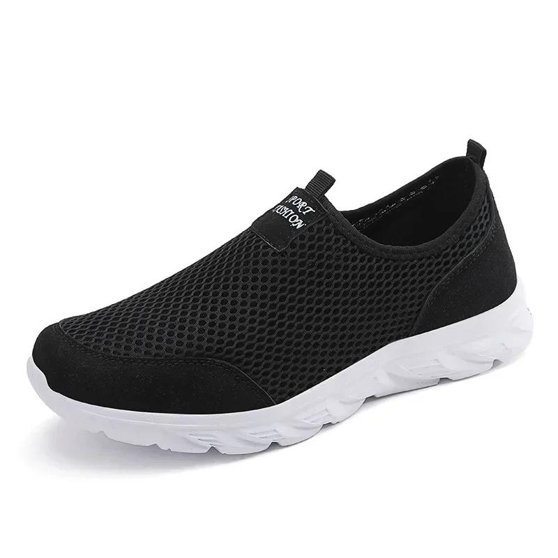 Men Shoes Breathable Mesh Summer Lightweight Hiking Walking Casual Shoes Slip-On Driving Men's Loafers Size 38-47