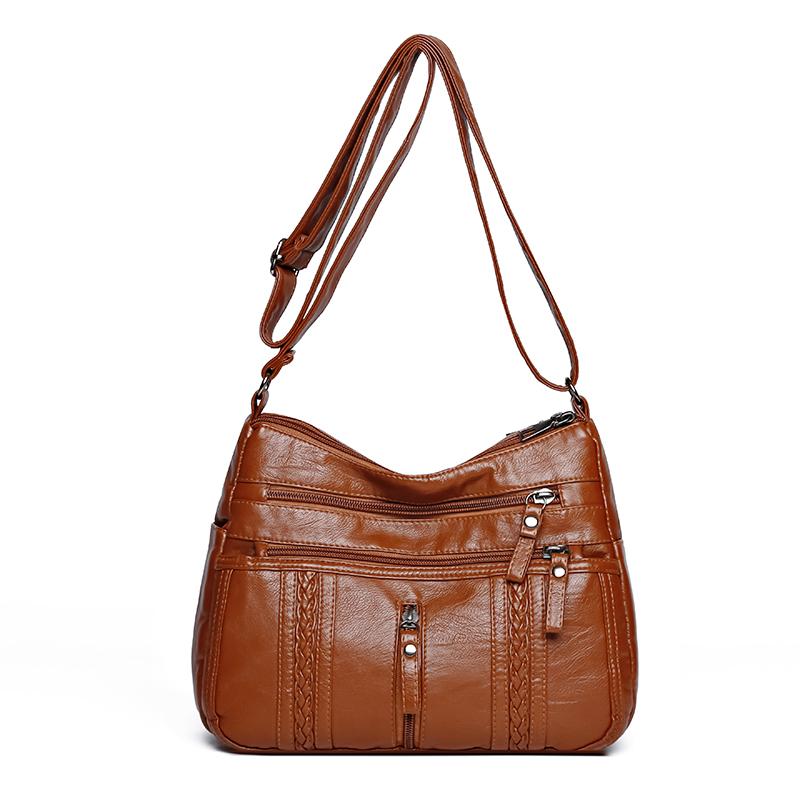 Dámská taška Soft Leather Crossbody Bag Taška přes rameno pro matku středního věku