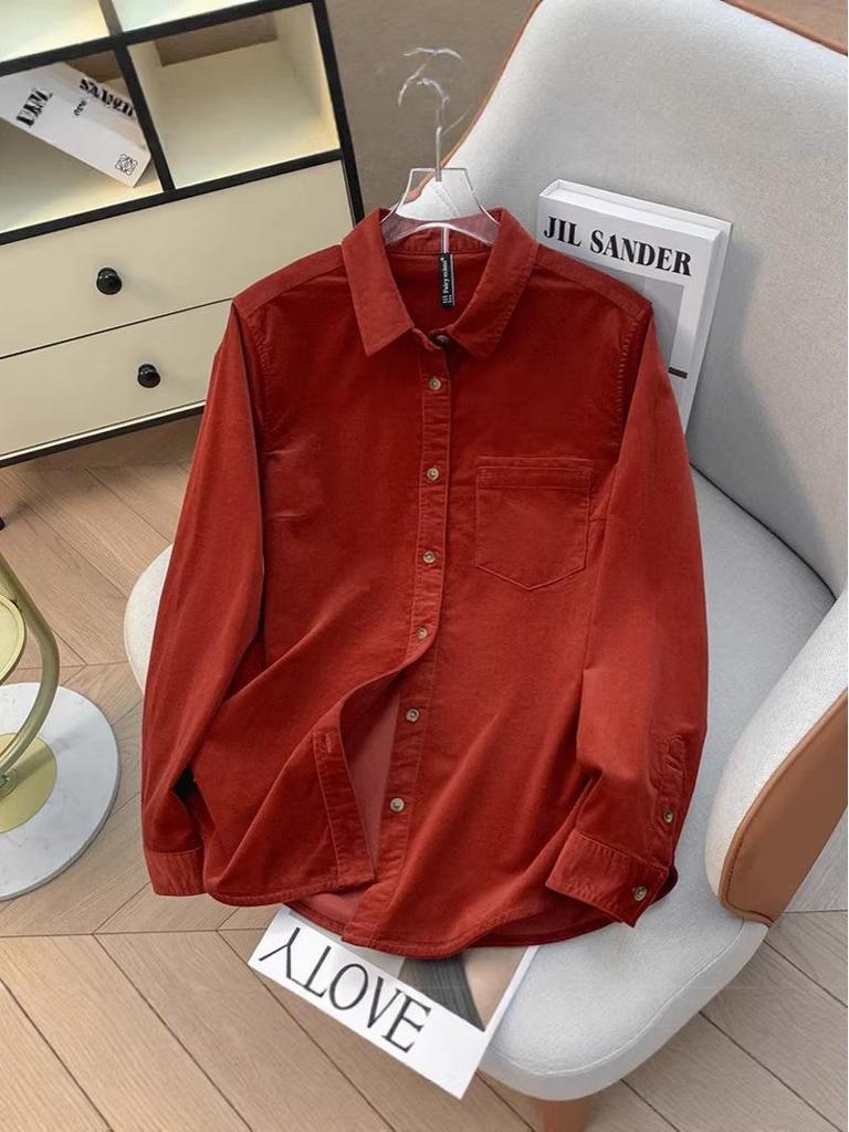 Women's Artistic Retro Corduroy Long-Sleeved Shirt - 2025 Autumn Collection