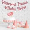 Welcome Home Baby Girl Banner - Pink Baby Shower Decorations for Girl, Gender Reveal Baby Shower Ide Outside Decoration Rose Gold Glitter