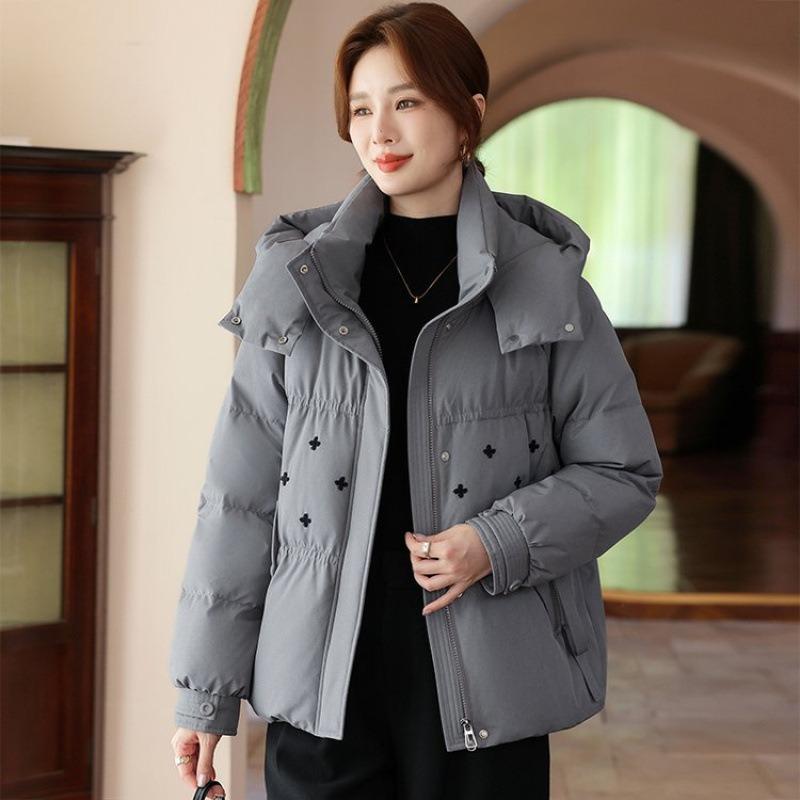 

Женский пуховик зимняя одежда новая одежда пуховой топ с капюшоном короткий утолщенный теплый пуховик из гусиного пуха 4XL [recommended 150-80kg] серый