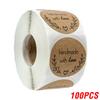 100-500Pcs Vintage Kraft Paper Stickers Scrapbook Gift Stationery Label Stickers Handmade With Love Thank You For The Stickers