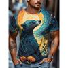 Modisches Herren-Rundhals-Kurzarm-3D-Casual-Farbprint-Casual-Kurzarm-Rundhals-T-Shirt