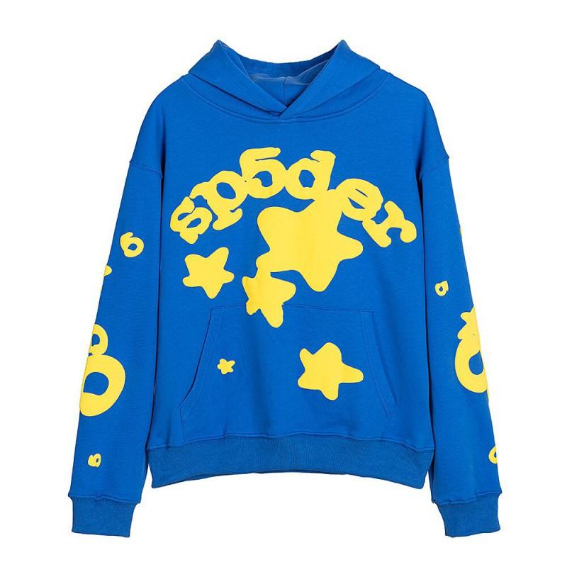 Unisex Hip Hop Oversized Hoodie With 3D Foil Web Print Cotton Heavyweight Sweatshirt Winter