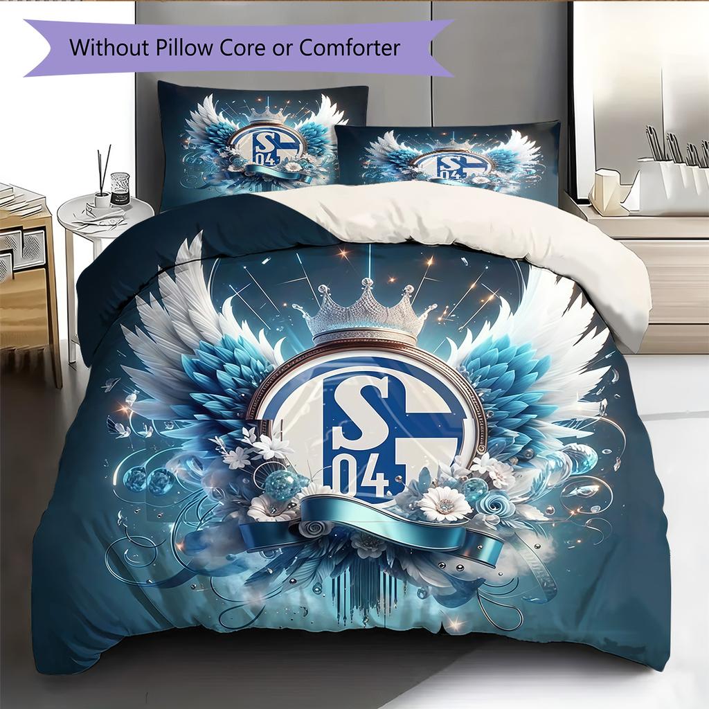 Set Copripiumino Trapuntato con Motivo FC Schalke 04 Decorazione per la Casa Regalo (1 * copripiumino + 2 * federe senza imbottitura)
