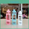 Plastic Square Water Bottle With Straw And Double Wall For Sports Activities