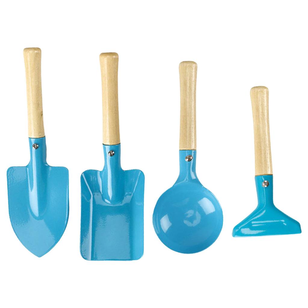 4Pieces Children Garden Tool Shovel Set For Sand And Beach Play Metal Shovel Set with Wood Handle for Sand Playing