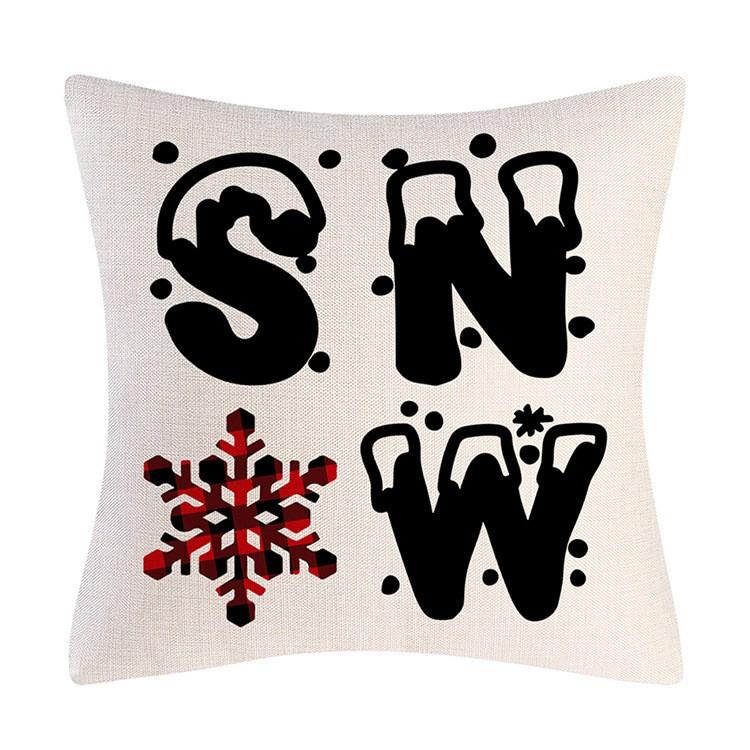 

Рождественская наволочка Лен Рождественская Черно-красная клетка Буквы Диван Гостиная Наволочка Подушка 45 * 45Cm (without pillow core)