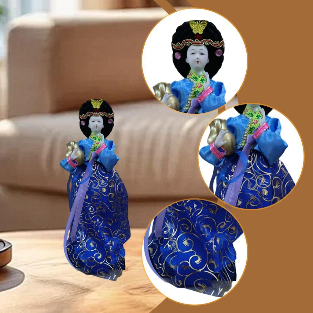 Korean Hanbok Doll Geisha Kimono Figurine Vintage Style 12 inch Collectible