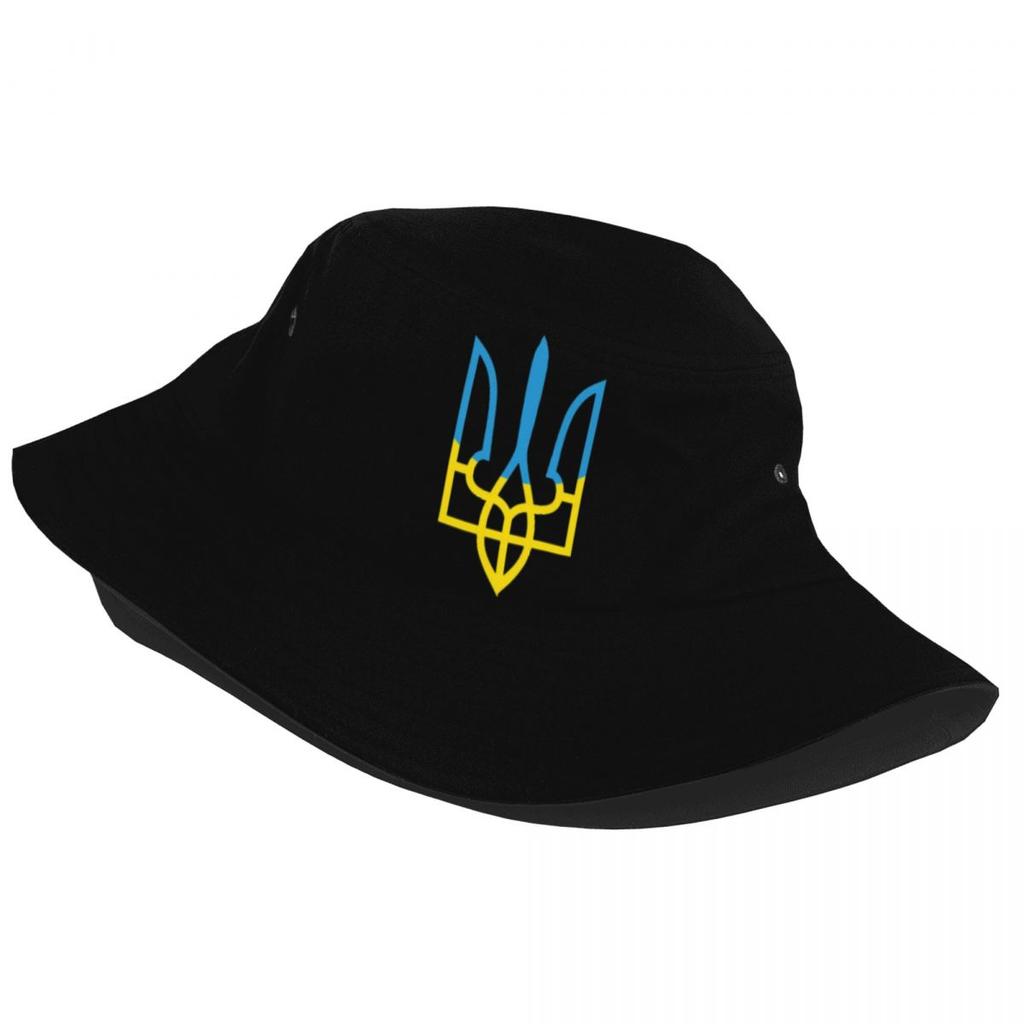 Women Unisex Bucket Hat Ukraine Flag Trident Ukrainian Summer Travel Headwear Lightweight Hiking Fishing FisherUnisex Caps Ispoti Cap