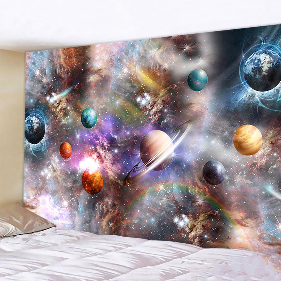Solar System Planets Pattern Home Decor Wall Tapestry Blanket Galaxy Wall Tapestry for Bedroom Decor