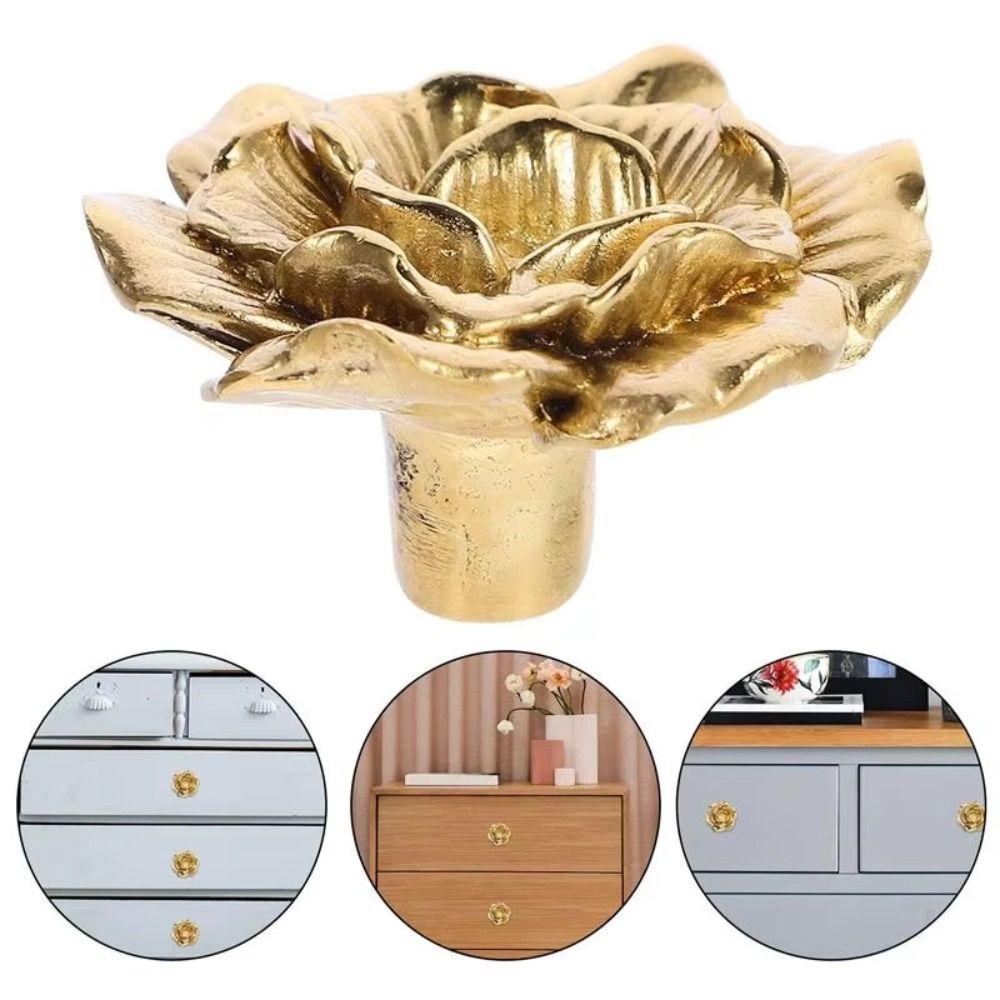 Brass Brass Cabinet Pull Camellia Flower Camellia Brass Handles Floral Shaped Knobs  Closet Doors