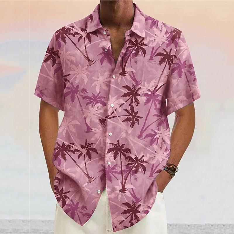 Camisa Tropical de Palmeras de Coco para Hombre Verano Camisa Hawaiana Camisa Aloha Manga Corta Diseñador de Moda