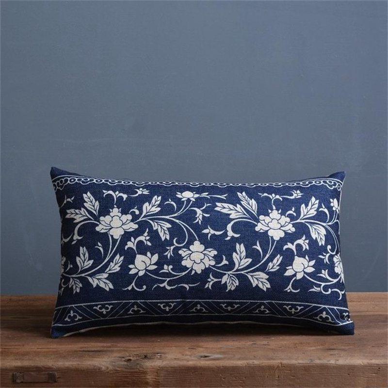 Vintage Blue And White Porcelain Printed Cushion Cover Decorative Sofa Throw Pillow Car Chair Home Decor Pillow Case