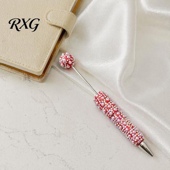 Faux Diamond Pen DIY Beadable Pen, Rhinestone Pearl Ballpoint Fancy Glitter Luxury for Crafting, Student Stationery Office Writing Tools Smooth