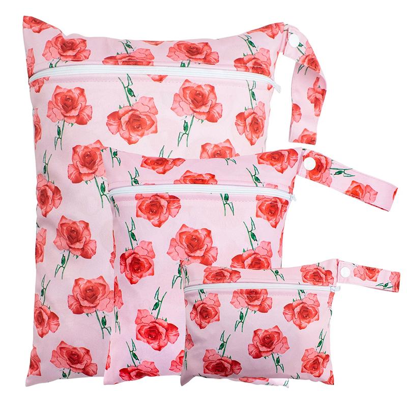 Набор из 3 штук Гладкий карман на молнии Многоцелевое использование Можно повесить Водонепроницаемый многоразовый чехол для подгузника Влажная сумка Стираемая сумка для йоги