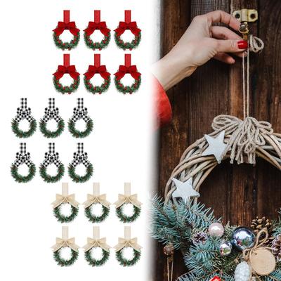 6Pcs Artificial Wreath Door Indoor Christmas Cabinet Wreaths Hanging Wreath Garlands for Diner Decoration Porch Window Wedding