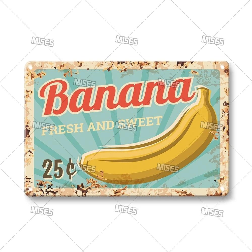 MISES Vegetable And Fruit Metal Tin Sign Retro Metal Plaque Decorative Plate Man Cave Studio Farm Metal Sign Kitchen Wall Plate