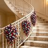 Artificial Red White Blue Flowers, Patriotic Hanging Flowers, UV Resistant Artificial Morning Glory Flowers, Fake Greenery Garland for Home Porch Yard