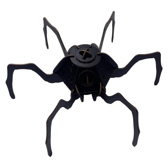 3D Wooden Puzzle Spider Model with Light Steampunk Mechanical Spider Figurine 3D Jigsaw Puzzle Desk Ornament for Halloween Decor