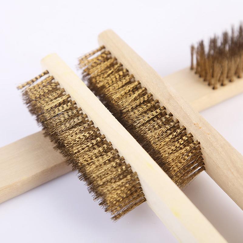 3/12pcs Heavy-Duty Copper Wire Brush Set-Effective Brush With Sturdy Handle For Paint Scrubbing Removing Unfinished Metal Etc