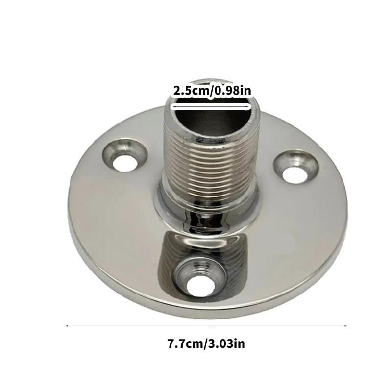 Round Flange Marine Antenna Mount with Three Countersunk Holes, 316 Stainless Steel 1 Inch Threaded Boat Base for Yacht Marine Hardware Repair