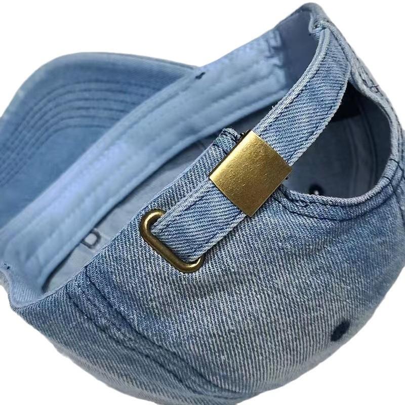 Peaked hat, sun hat, casual letter retro men's and women's spring and summer new denim blue washed baseball cap