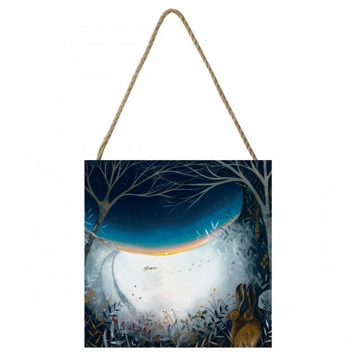 Julia Crossland Winter Hares Wooden Block