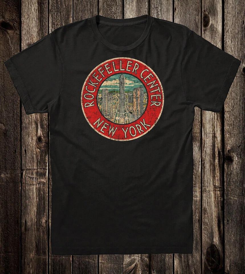 Retro Travel Tee T Shirt Souvenir New York State City NYC Rockafeller Center 4XL