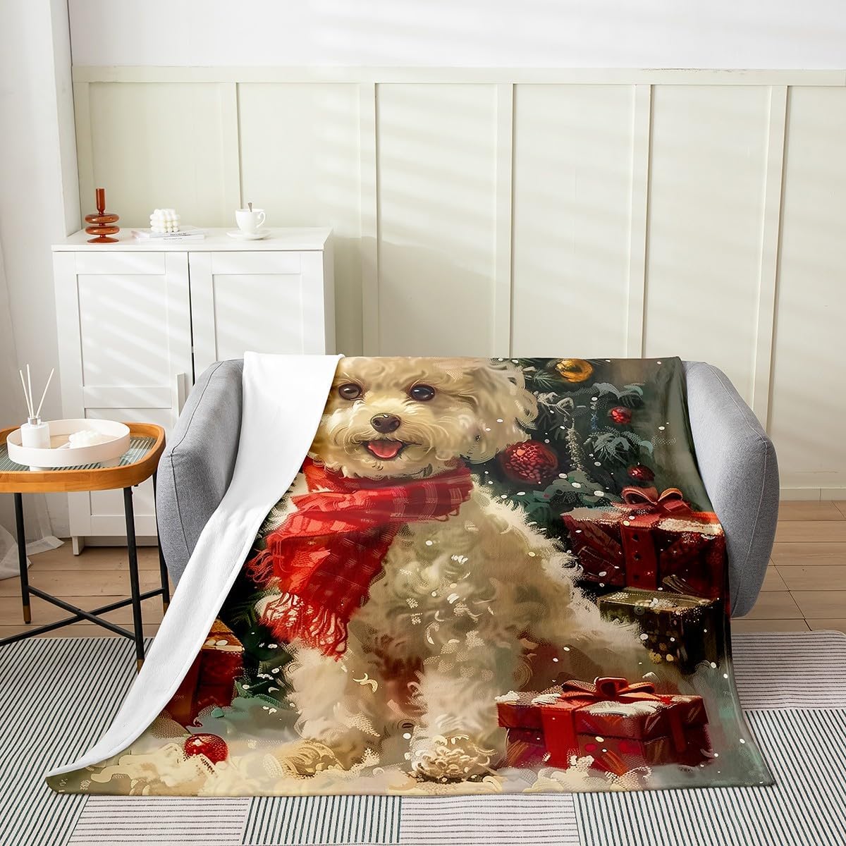 

Winter Snowman Throw Blanket Cartoon Farmhouse Rustic Style Flannel Blanket for Kids Teens Adults Watercolor Pine Trees White 75x90cm