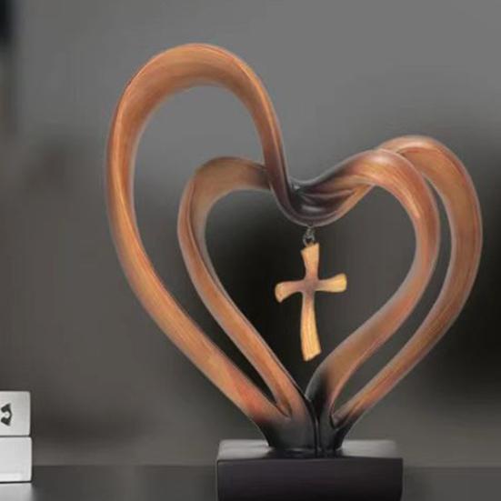 Double Love Heart Figurine Twisted Heart Shaped Resin Statue Sculpture Home Office Bookshelf Desktop Decoration Ornament