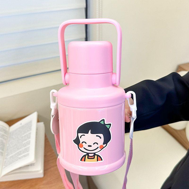 

Large-Capacity Thermos Cup with High Aesthetic Value, 316 Stainless Steel Tea Brewing Cup, Large Student Thermos Water Bottle, Outdoor Travel Cup Pink 800ml
