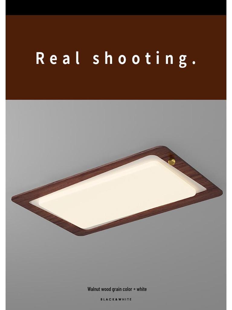 Chinese Style Retro Walnut Ceiling Light - Full Spectrum Eye Protection for Living Room & Study