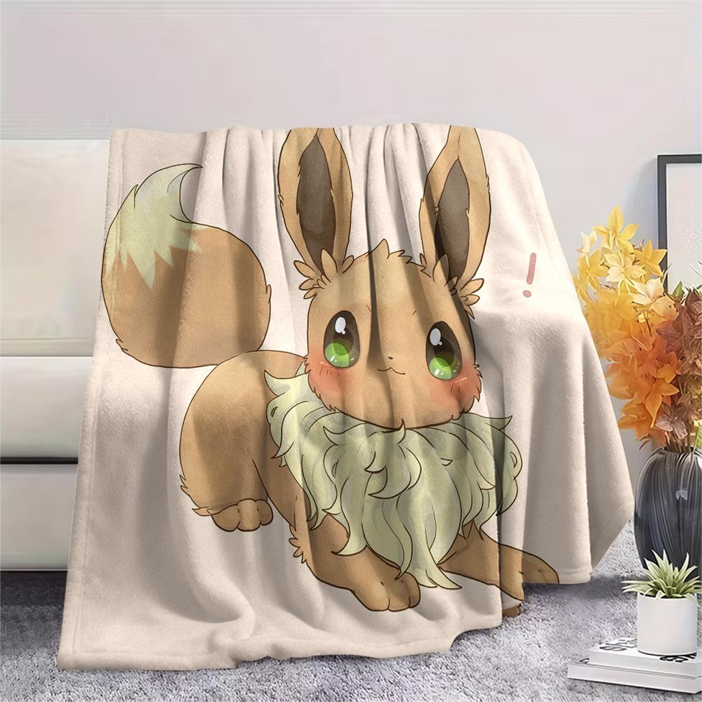 Eevee Muster Flanelldecke, Hohe Qualität, Bequem für Alle Jahreszeiten, Heimdekoration, Wärme und Komfort, Perfekt für Geschenke.