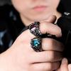 Gothic Blue and Red Crystal Zircon Evil Demon Dragon Claw Ring for Men Gram Biker Punk Rock Hip Hop Opening Rings Cool Jewelry